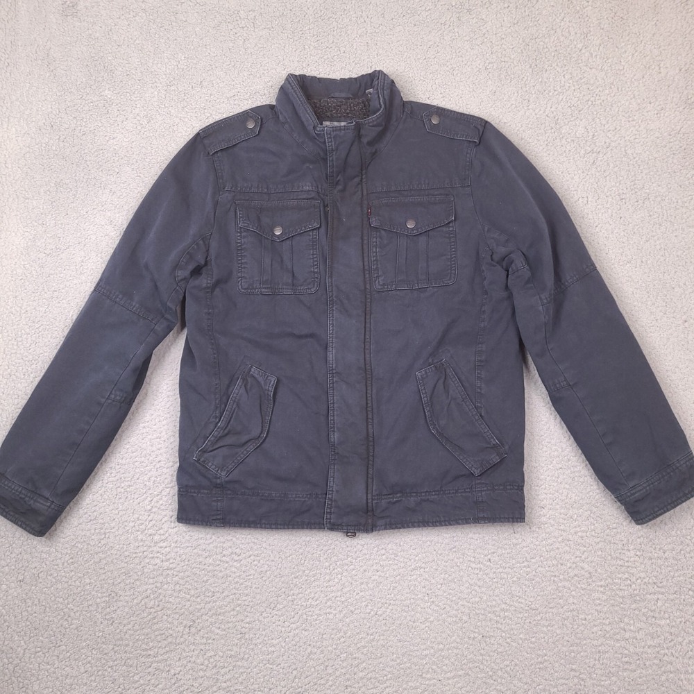 Levis Jacket Mens Small‎ Navy Blue Sherpa Lined Utility Grunge (Zipper Broken)